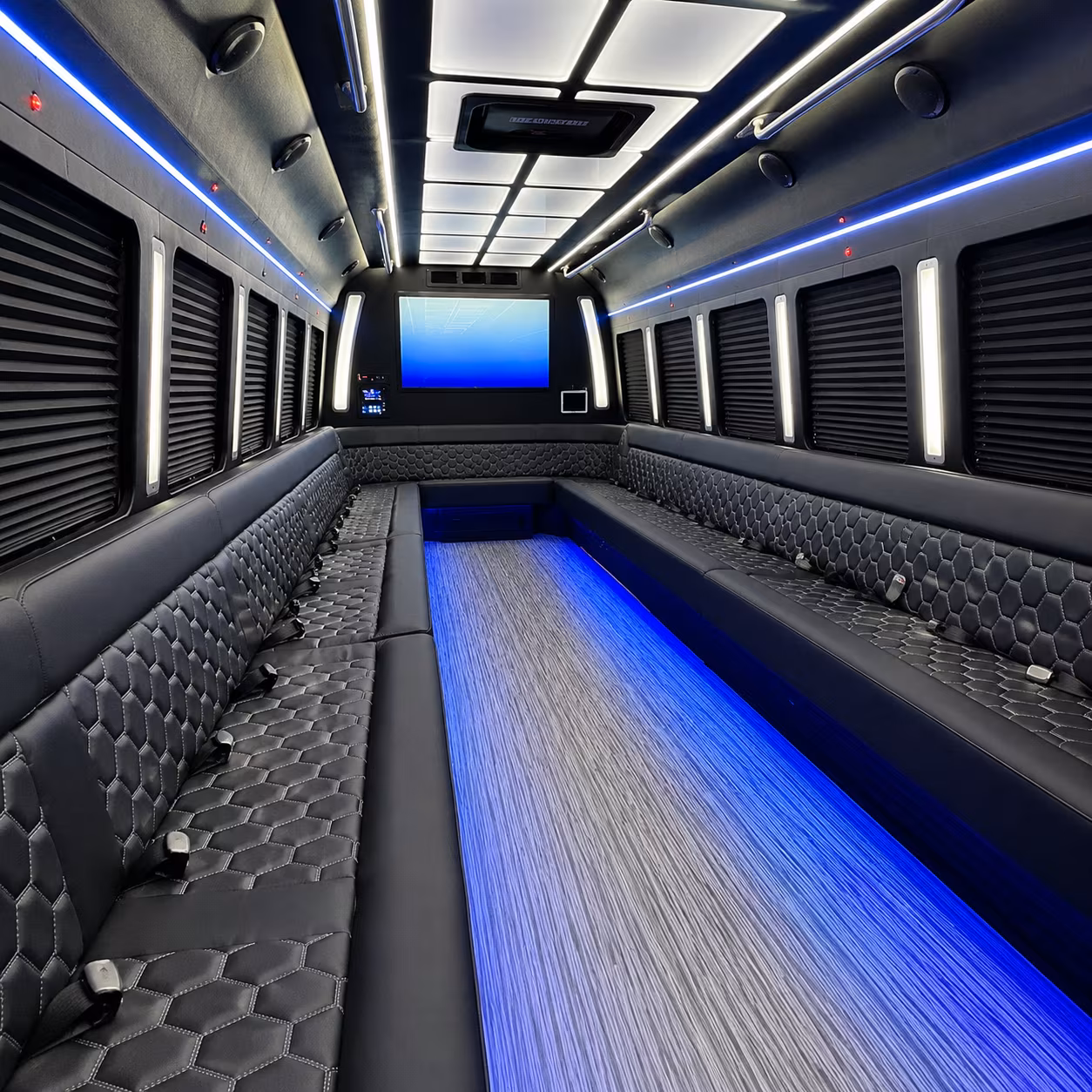 north charleston 50 passenger party bus inside